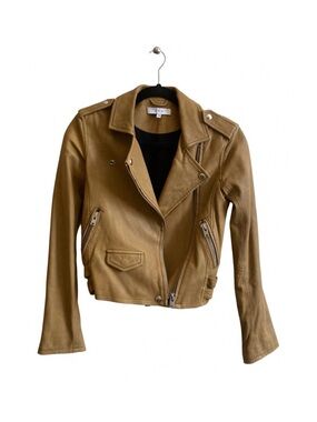 IRO Womens Tan Leather Moto Jacket -